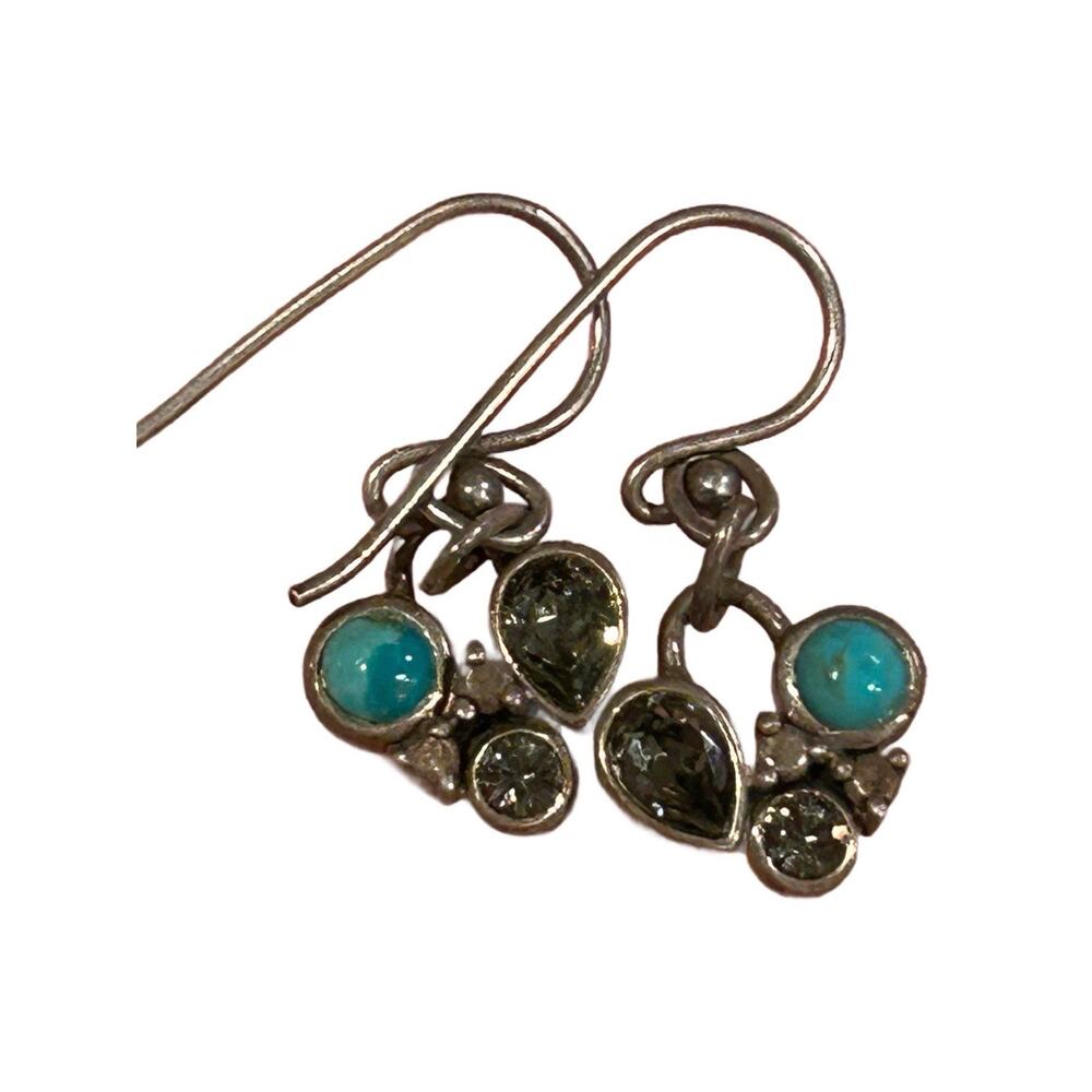 925 Thai Silver Barse Turquoise Earrings - Picture 1 of 2